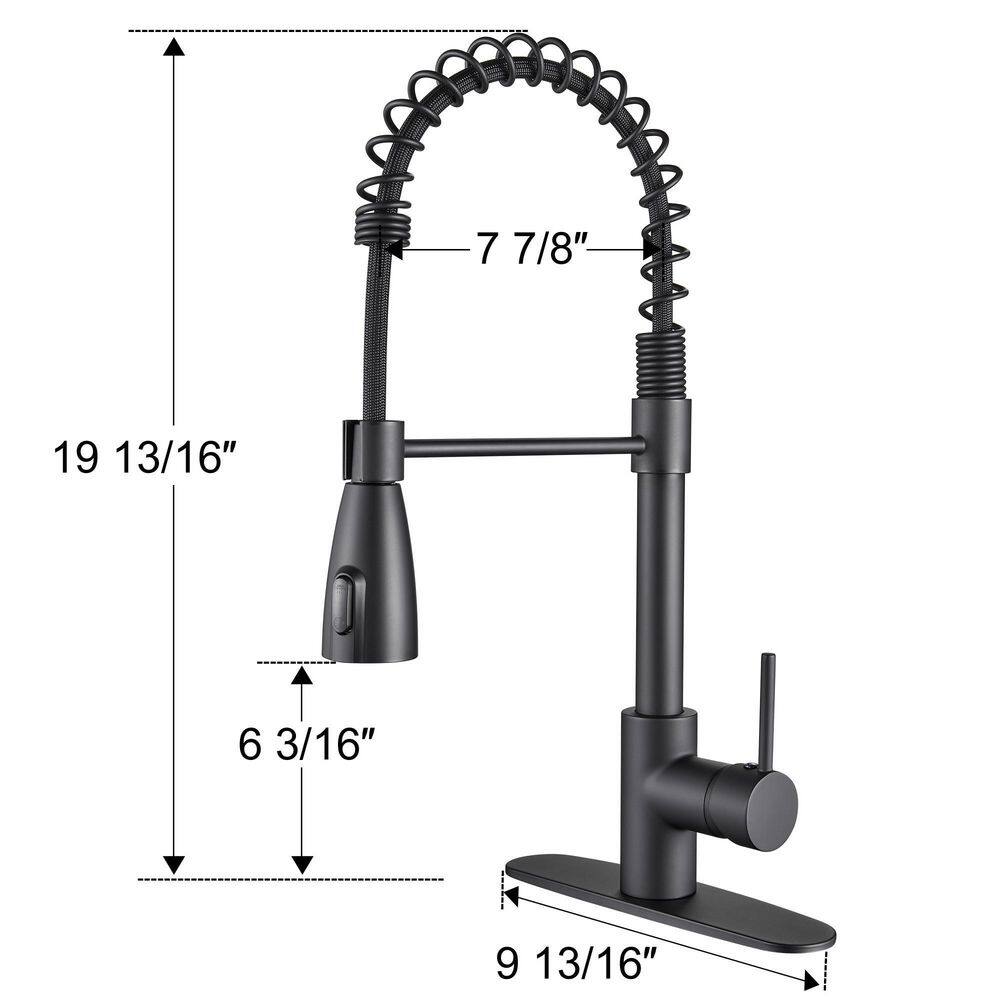 Heemli Touchless Single Handle Gooseneck Pull Out Sprayer Kitchen Faucet with Deckplate and Spiral Tube in Matte Black KBT0201MB