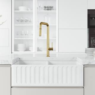 VIGO Parsons Single Handle Pull-Down Sprayer Kitchen Faucet in Matte Brushed Gold VG02031MG