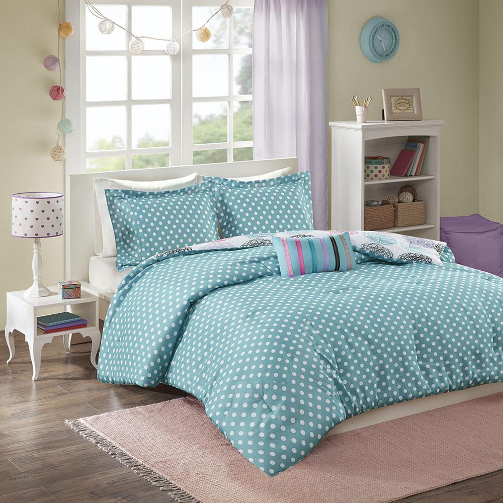 Home Essence Brittany Multi Circle Dot Reversible 3 Piece Comforter Set， Twin/Twin XL