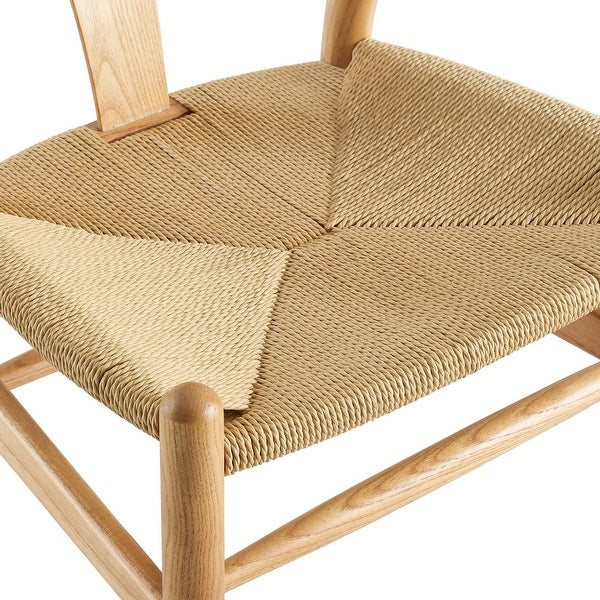 Novato Mid Century Modern Curved Natural Wooden Arm Dining Chair