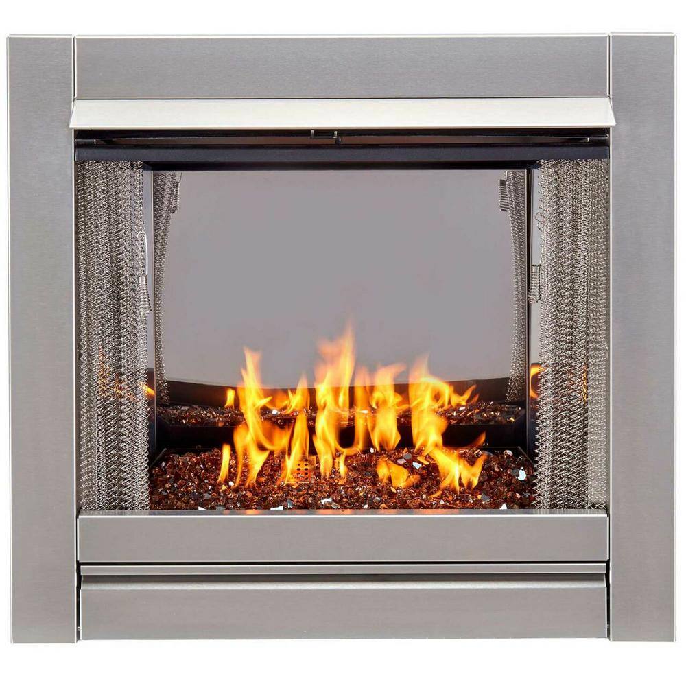 Duluth Forge Vent-Free Stainless Outdoor Gas Fireplace Insert With Copper Fire Glass Media - 24000 BTU 170371