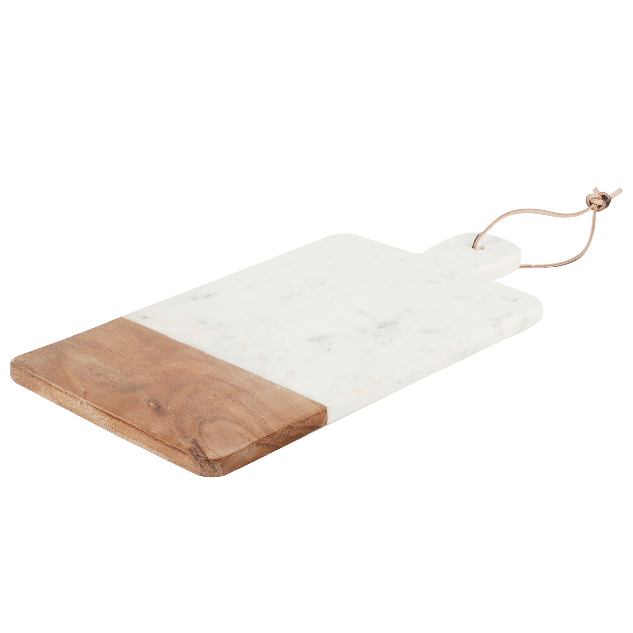 Laurie Gates Mix Material 16in x 8in Rectangular Cheese Board in White Marble and Wood