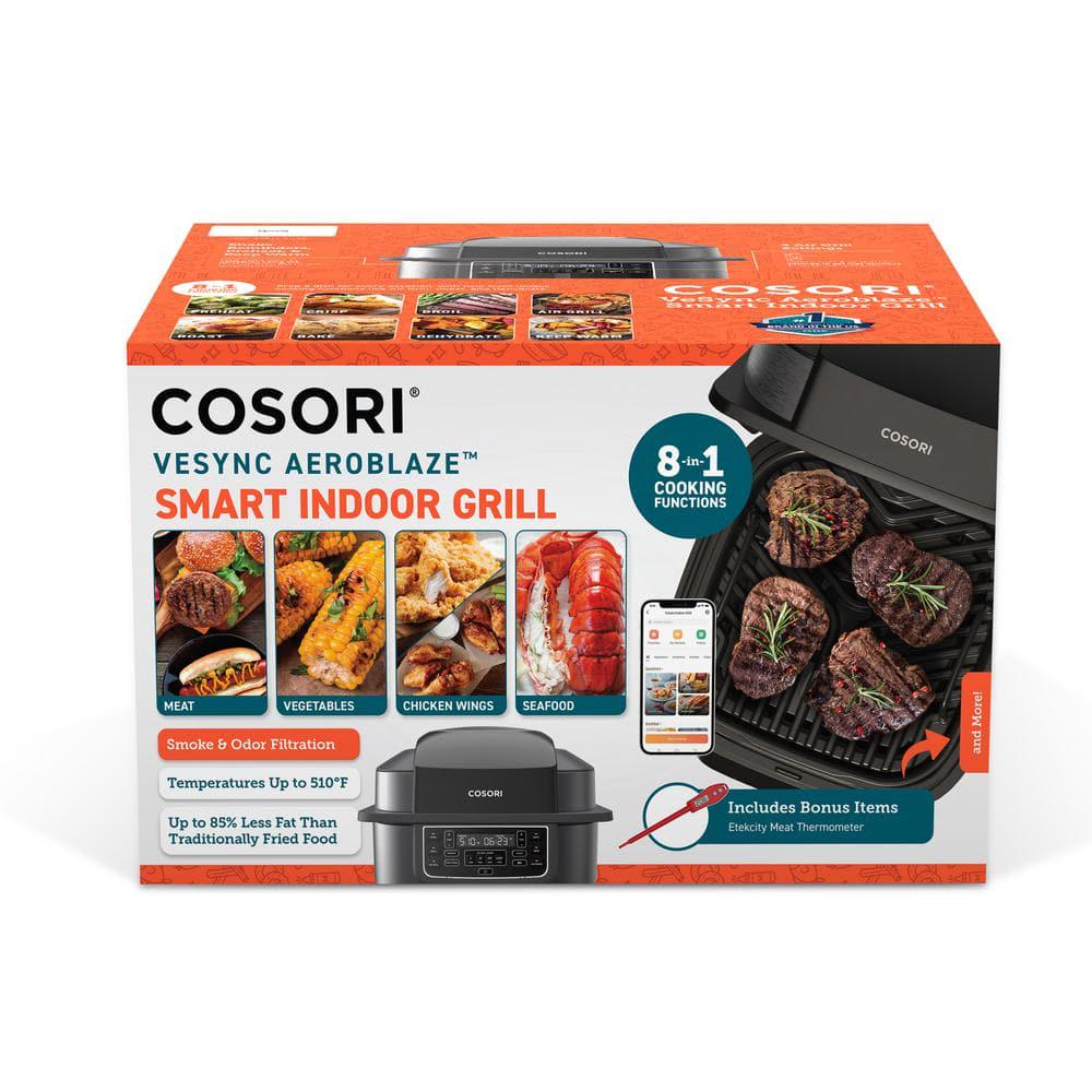 Cosori Smart Aeroblaze Black Indoor Grill with Bonus Thermometer