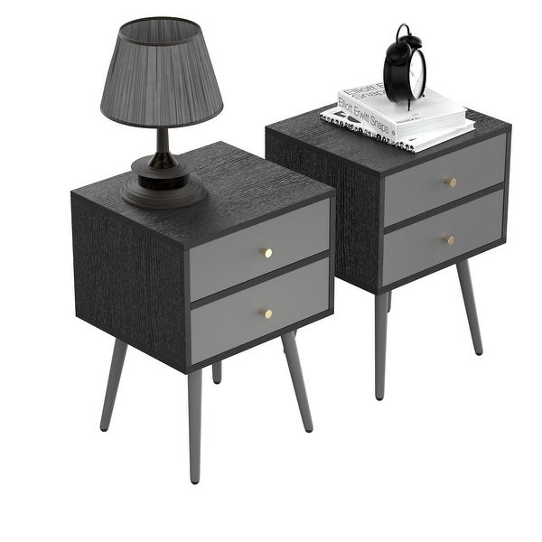 Modern Bedside Tables Set of 2，Nightstand with Storage Drawer Chic Sofa Table for bedroom living room office