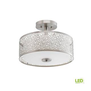 Progress Lighting Mingle Collection 17-Watt Brushed Nickel Integrated LED Semi-Flush Mount P2320-0930K9