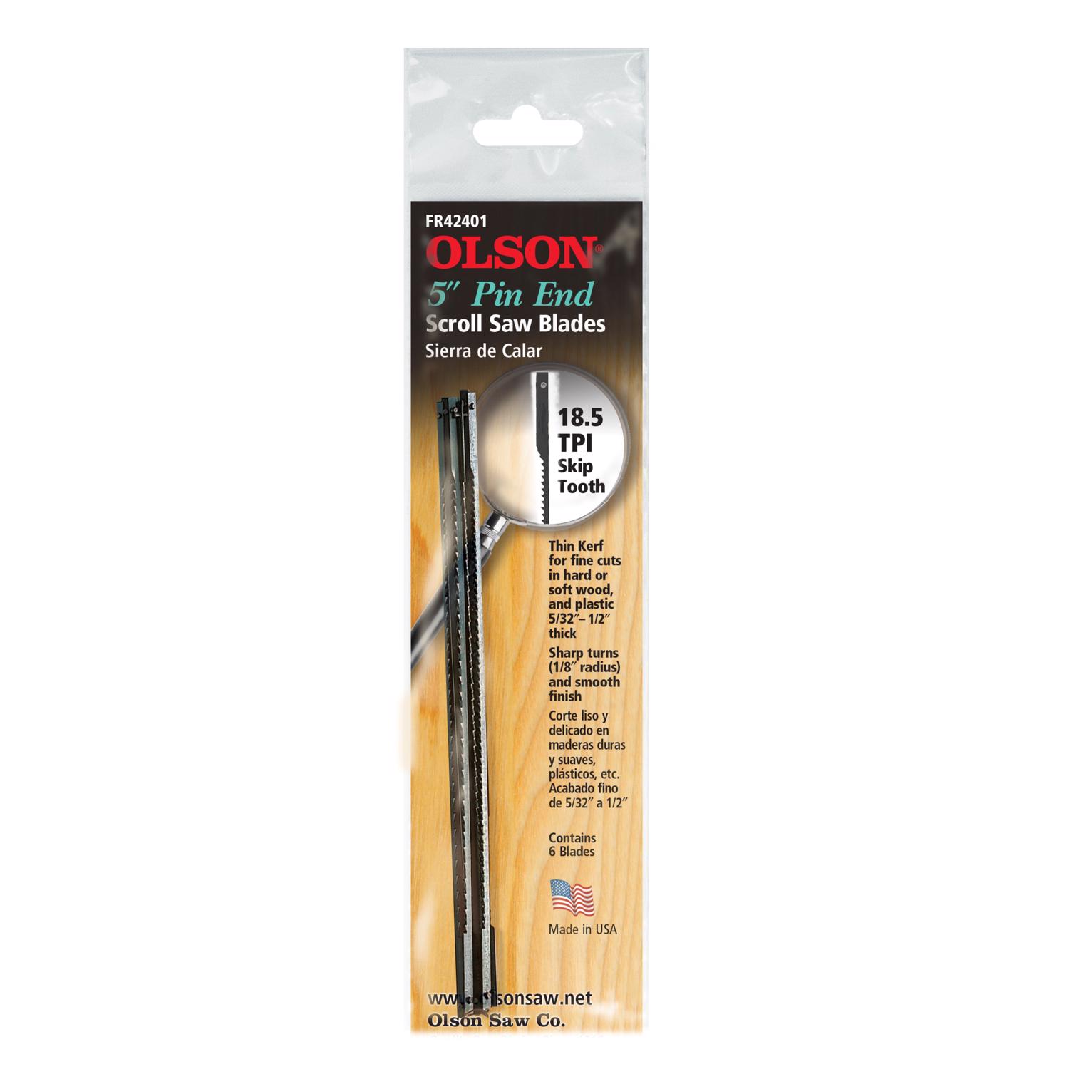 Olson 5 in. Carbon Steel Scroll Saw Blade 18.5 TPI 6 pk