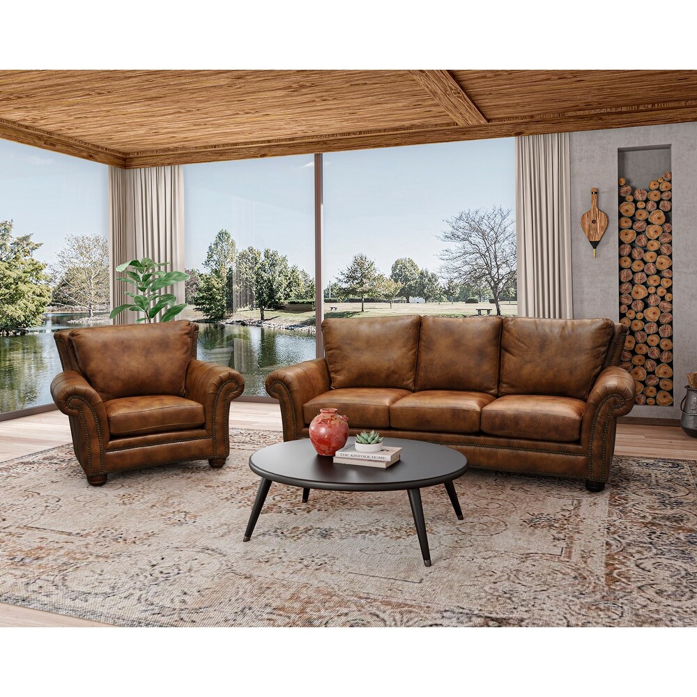 Cartago Ultra Comfort Genuine Leather Sofa and Chair Set