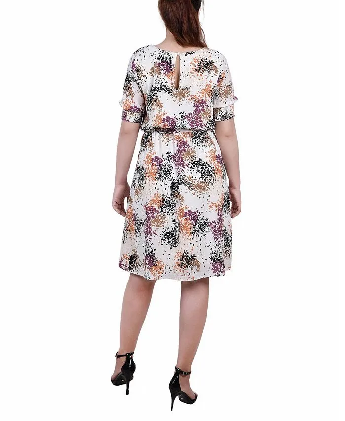 Petite Size Short Sleeve Pebble Crepe Dress