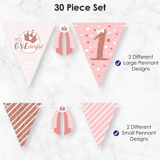 Big Dot Of Happiness 1st Birthday Little Miss Onederful Diy Girl First Birthday Party Pennant Garland Decoration Triangle Banner 30 Pieces