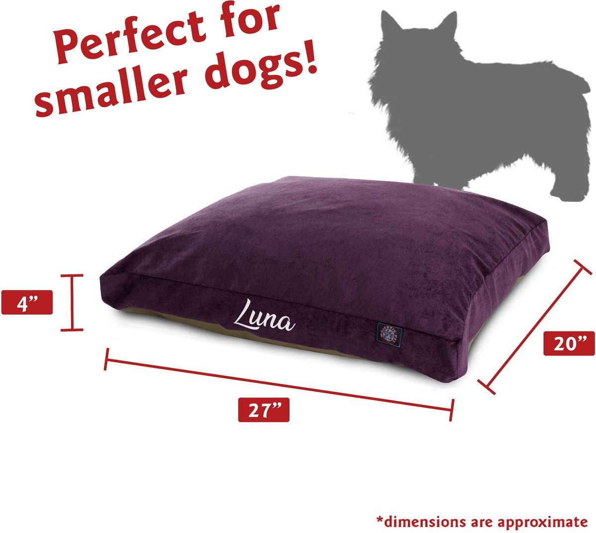 Majestic Pet Shredded Memory Foam Villa Personalized Pillow Cat and Dog Bed w/ Removable Cover