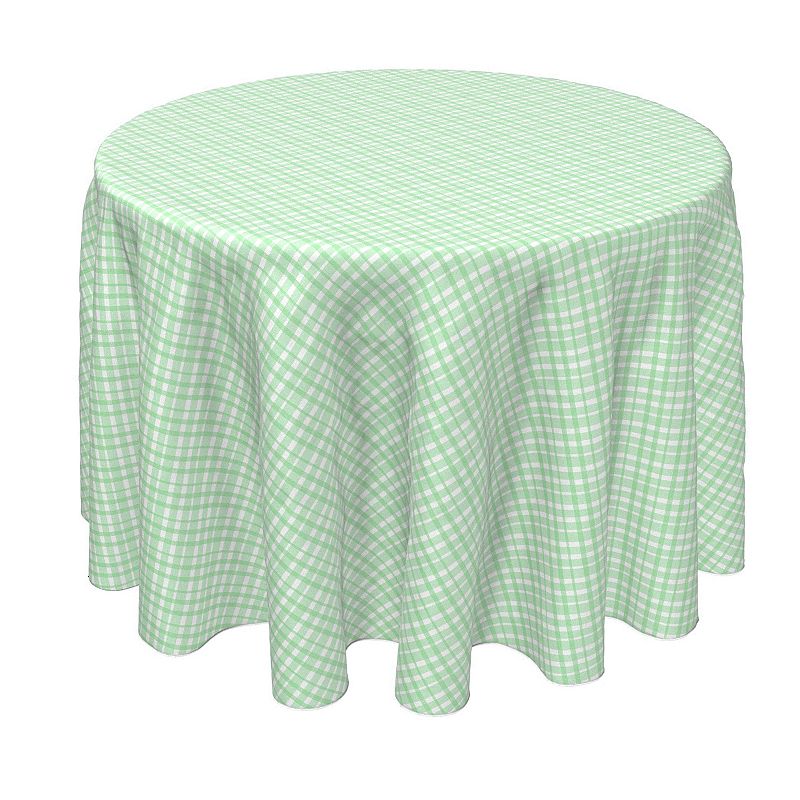 Round Tablecloth， 100% Polyester， 60 Round， Vintage Green Check