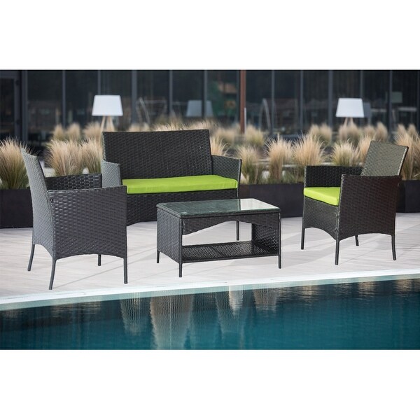 4 Piece Patio Outdoor Rattan Furniture for Garden - Overstock - 37028747