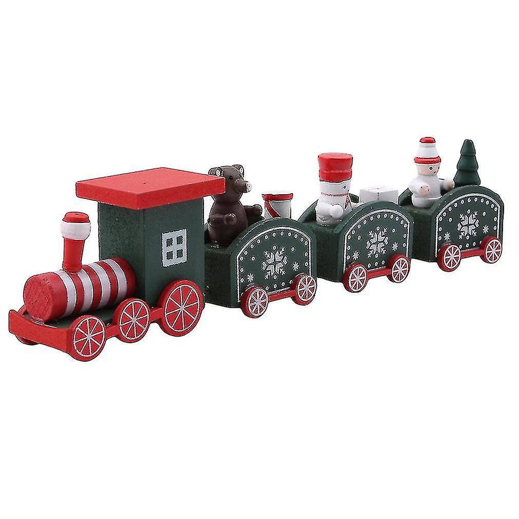 Auspicious-christmas Decoration Wooden Little Train For Home Decor Christmas Ornaments New Year Gifts，green