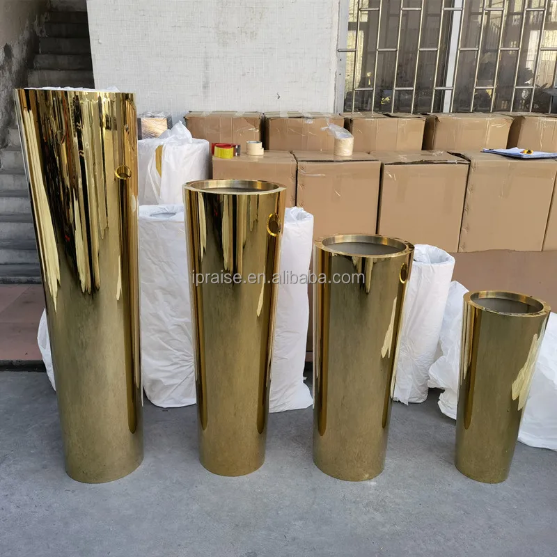 Modern Luxury Stainless Steel Plant pots / Garden Supplies Indoor Gold Metal large Vases / Outdoor Flower Pots   Planters