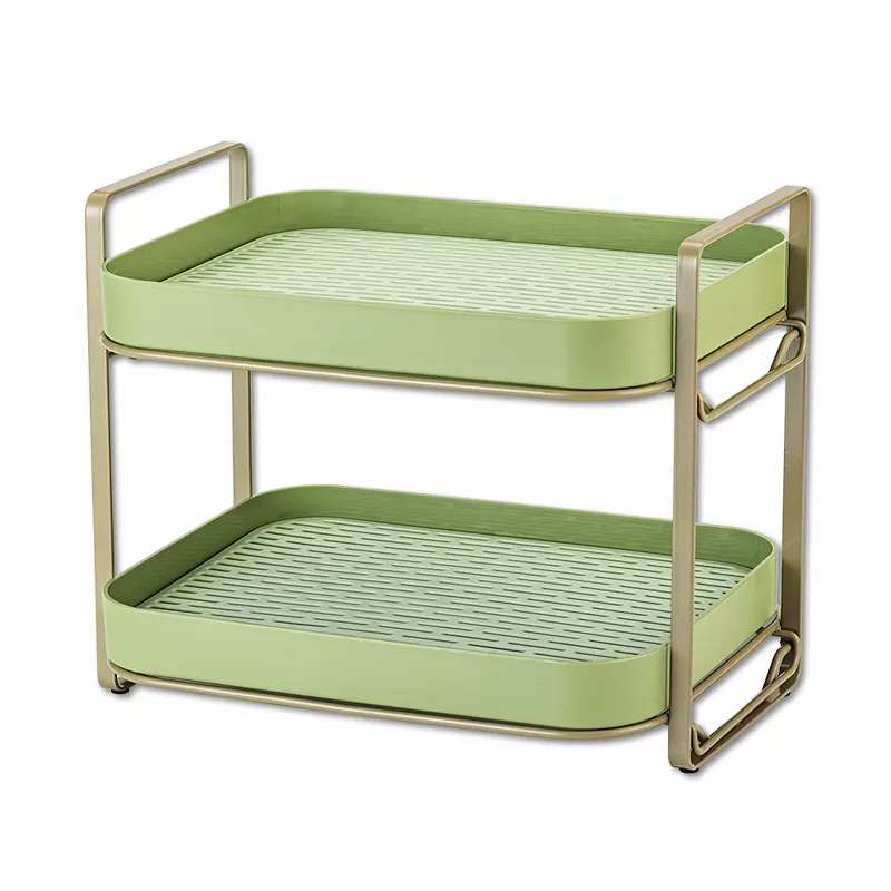 2-Tier Multi-Functional Storage Organizer With Removable Drain Tray， Green