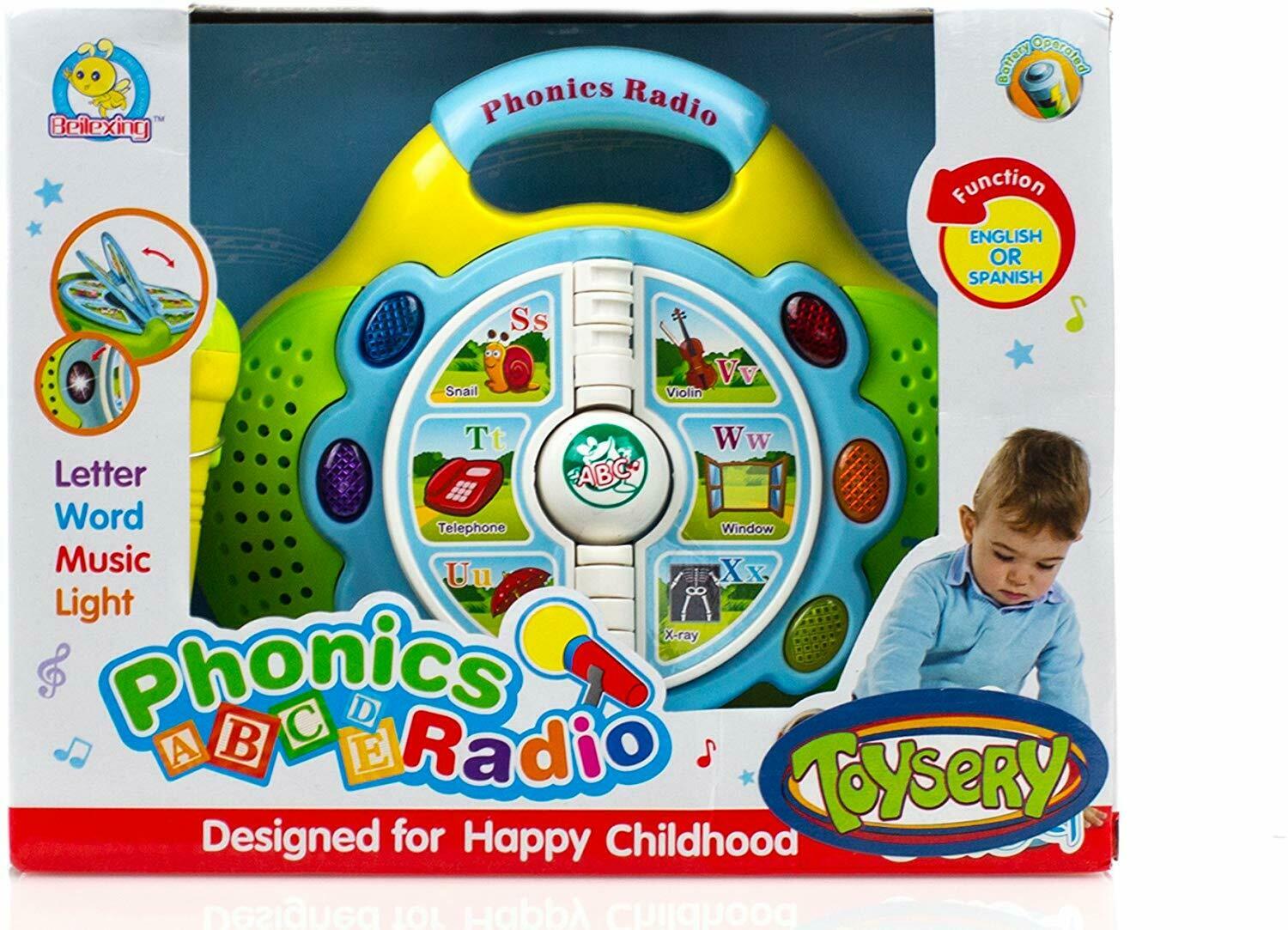 Toysery Child Phonics Radio Toy for Kids - Educational Learning Toy with Mic， Music and Colorful Lights for Boys and Girls