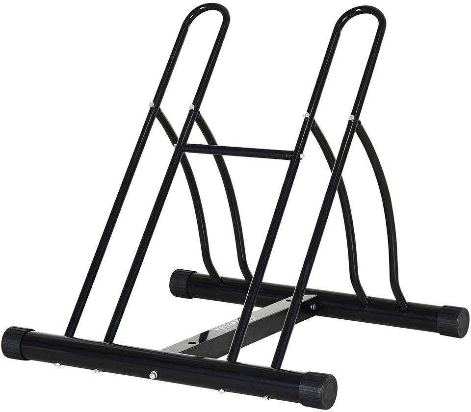 Sturdy Construction Cycling Rack Floor Storage Organizer Stable and Easy Assembly Two Bicycles Bike Rack Stand