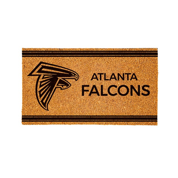 Evergreen Atlanta Falcons Logo Turf Mat Brown 28 X 16 Inches Indoor Outdoor Doormat