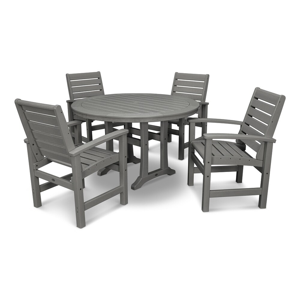 POLYWOOD Signature 5 Piece Nautical Trestle Dining Set