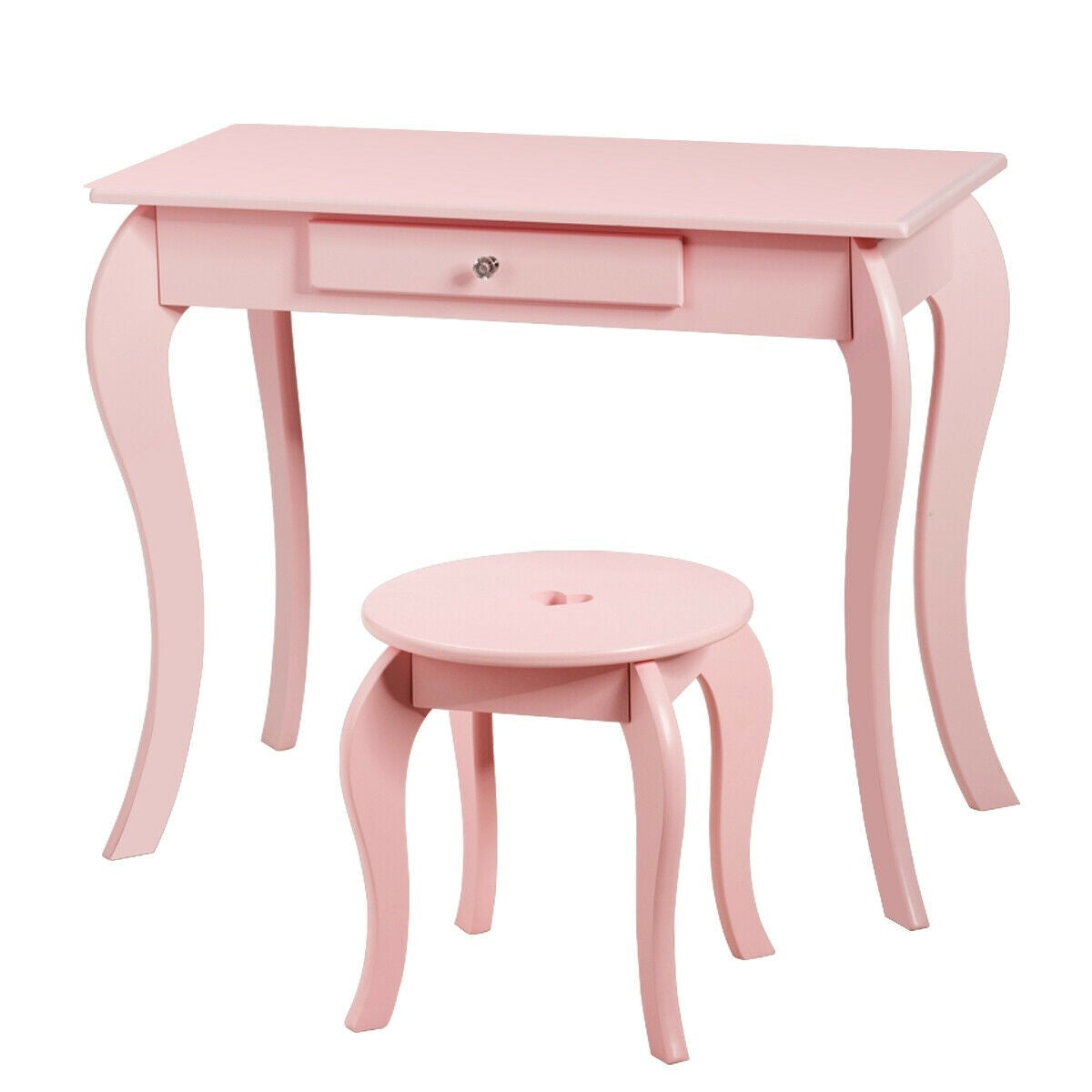 Costzon Kids Vanity Table, 2 in 1 Detachable Design with Dressing Table and Writing Desk