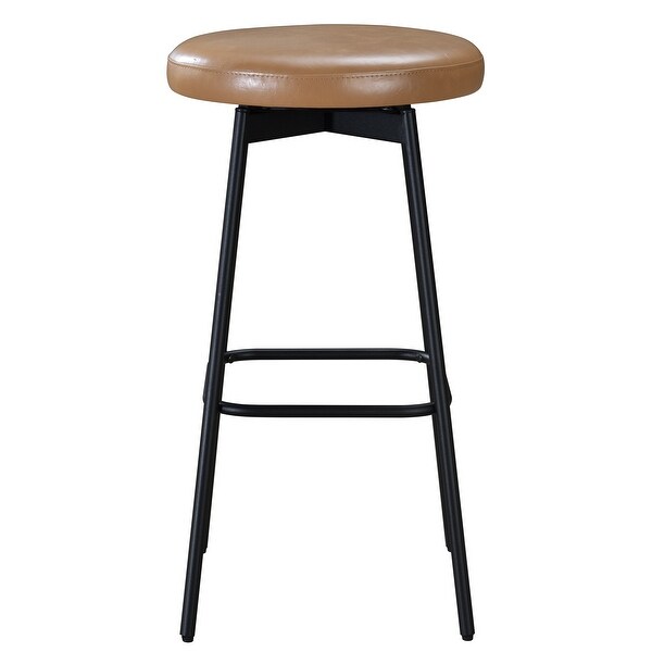 LuXeo Doheny Black Steel Legs Swivel Barstool (Set of 2) - N/A