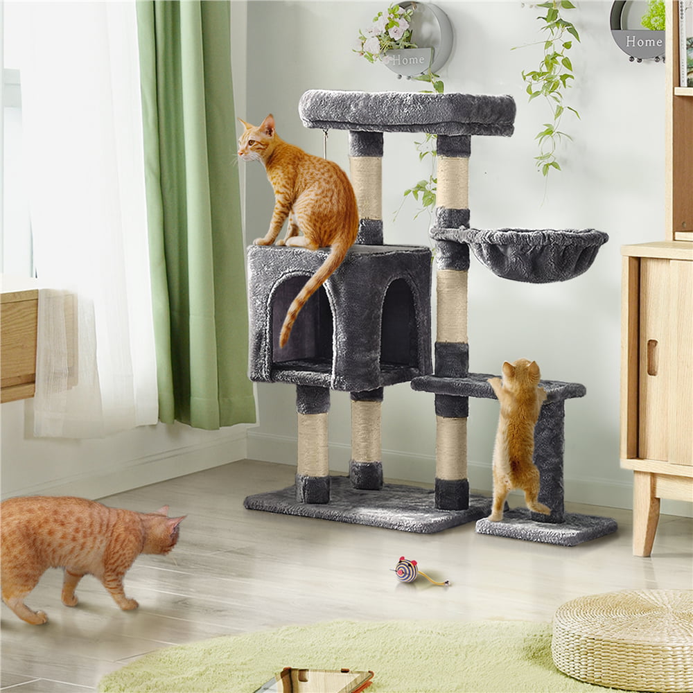 SMILE MART 4-Level Cat Tree Condo with Plush Perch, Dark Gray