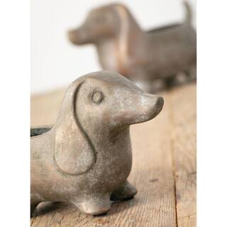 SULLIVANS 5.5quot and 4.5quot Brown Ceramic Dachshund Planter (Set of 2) CM2886