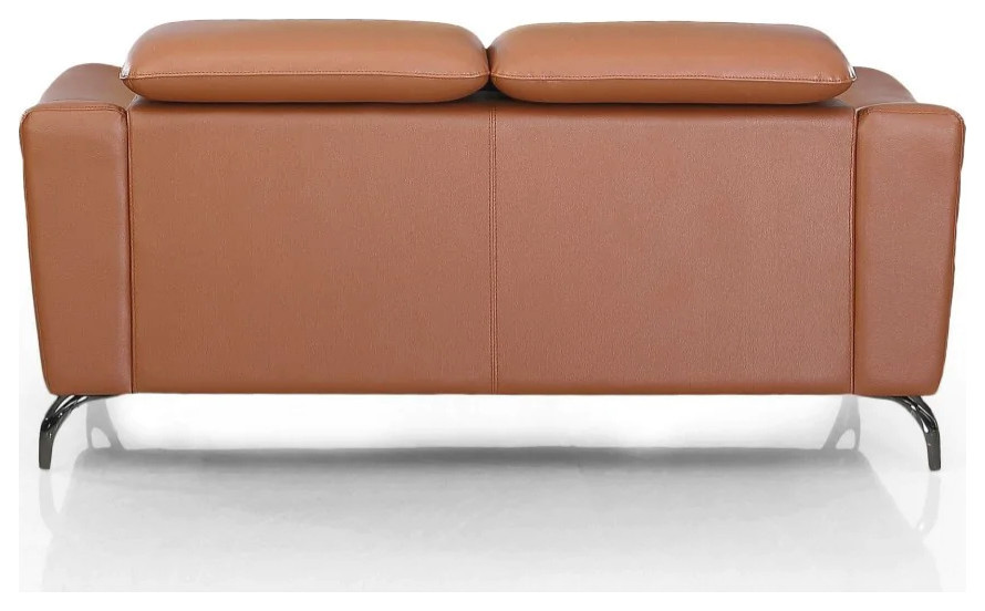 Kimmi Modern Cognac Leather Brown Loveseat   Midcentury   Loveseats   by V.S.D Furniture  Houzz