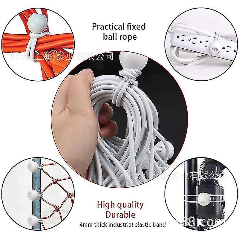 Bungee Cord With Balls， 50pcs 15cm White Bungee Ball Cords， Heavy Duty Tarp Bungees Ties Elastic Tie