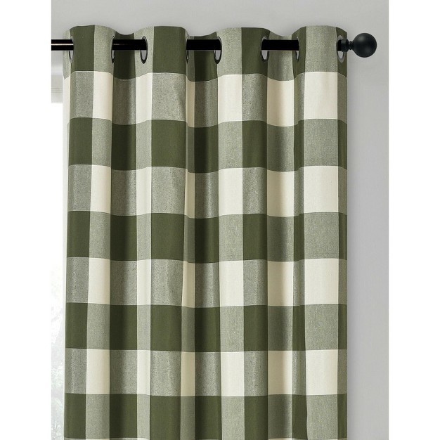 Kate Aurora Country Farmhouse Living Classic Buffalo Plaid Checkered Single Grommet Top Window Curtain Panel