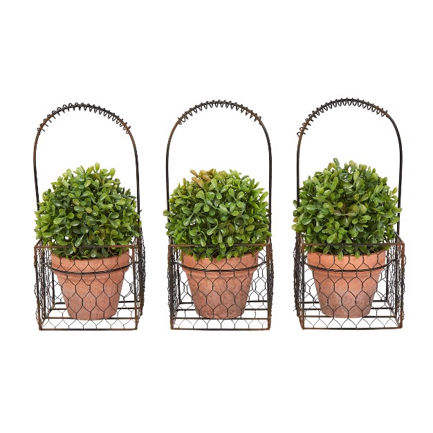 Pure Garden Set Of 3 Matching Realistic Topiary Arrangements