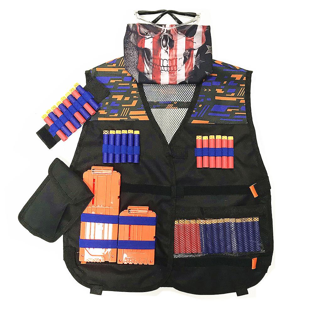 Born Pretty Kids Tactical Vest Kit For Nerf Guns Series With Refill Darts Reload Clips Mask Wrist Band And Protective Glasses Outdoor Toys