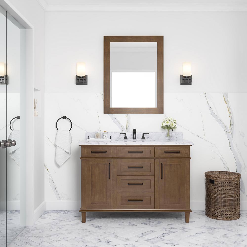 Home Decorators Collection Sonoma 48 in. W x 22 in. D x 34 in H Bath Vanity in Almond Latte with White Carrara Marble Top Sonoma 48AL