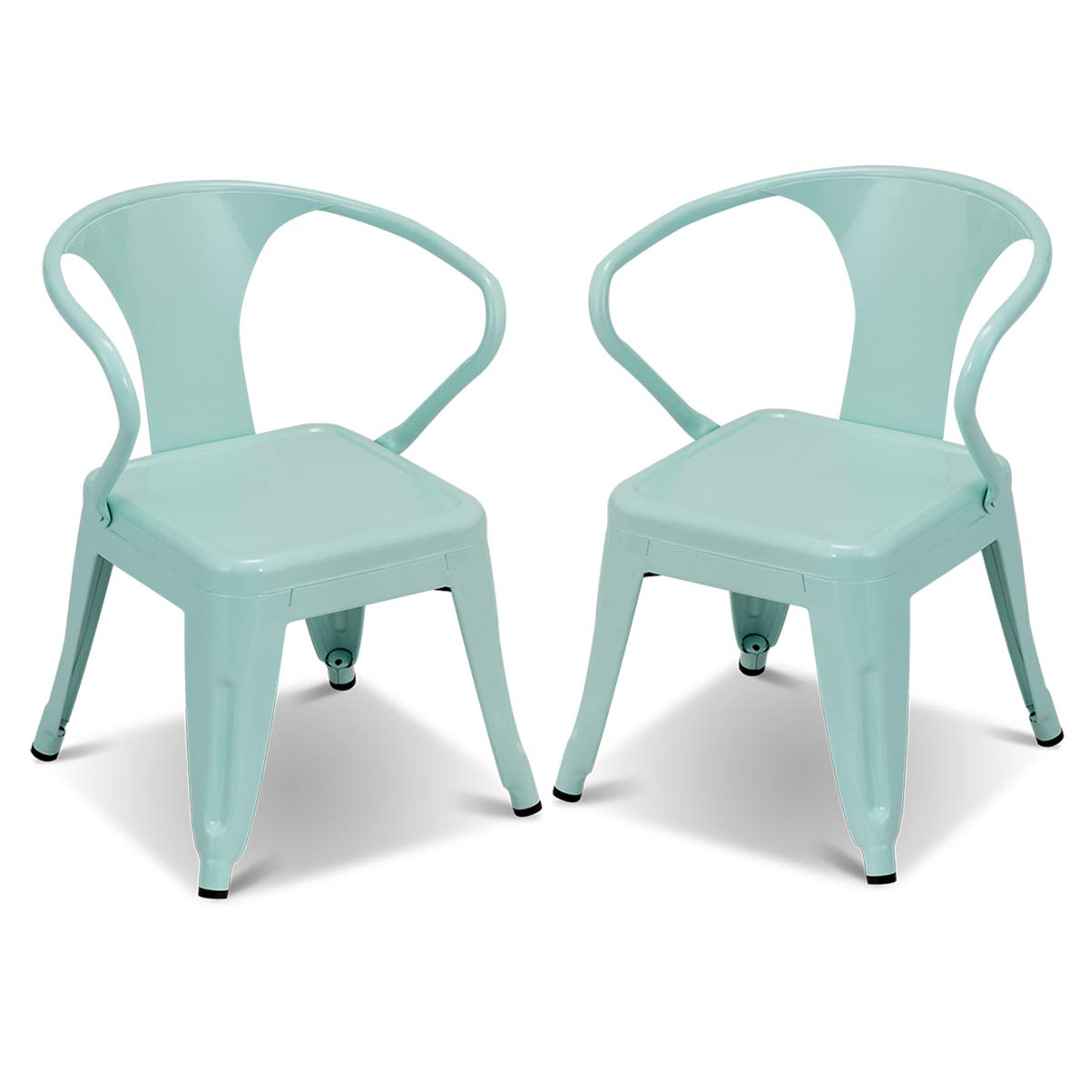 Costzon Set of 2 Kids Steel Chair w/Backrest Industrial Activity Chair (Mint Green, 2 Chairs)