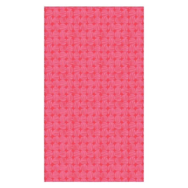 Sewzinski Striped Circle Squares Pink Tablecloth deny Designs