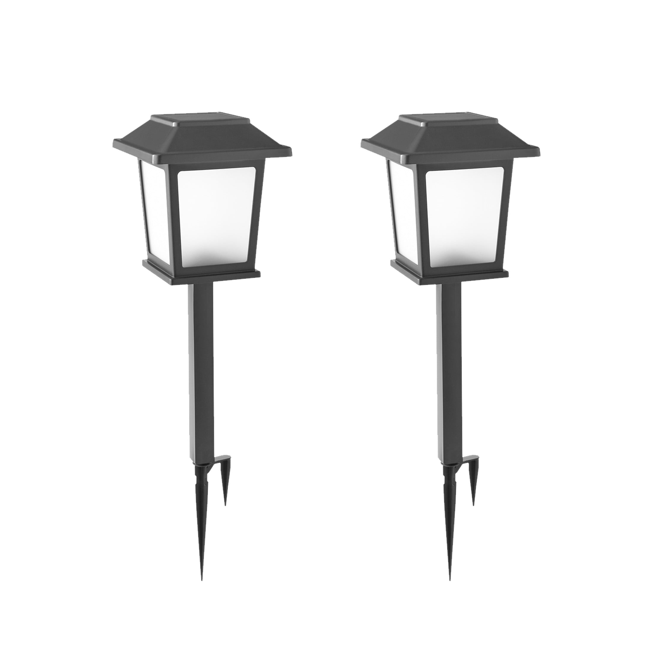 Better Homes & Gardens Solar Powered Square Matte Black Metal LED Landscape Pathway Light, 30 Lumens, (2 Count)