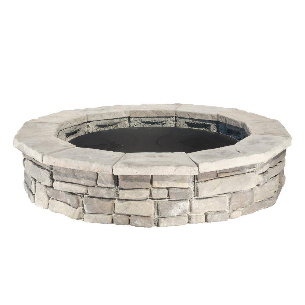 Natural Concrete Products Co 44 in. Random Stone Gray Round Fire Pit Kit RSFPG