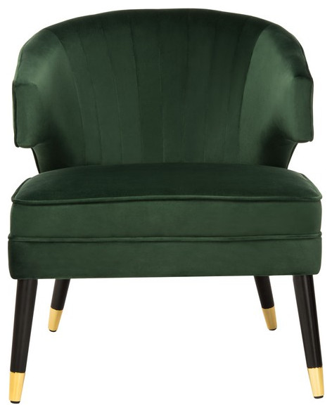 Zena Wingback Arm Chair Forest Green/ Black   Midcentury   Armchairs And Accent Chairs   by Peachtree Fine Furniture  Houzz