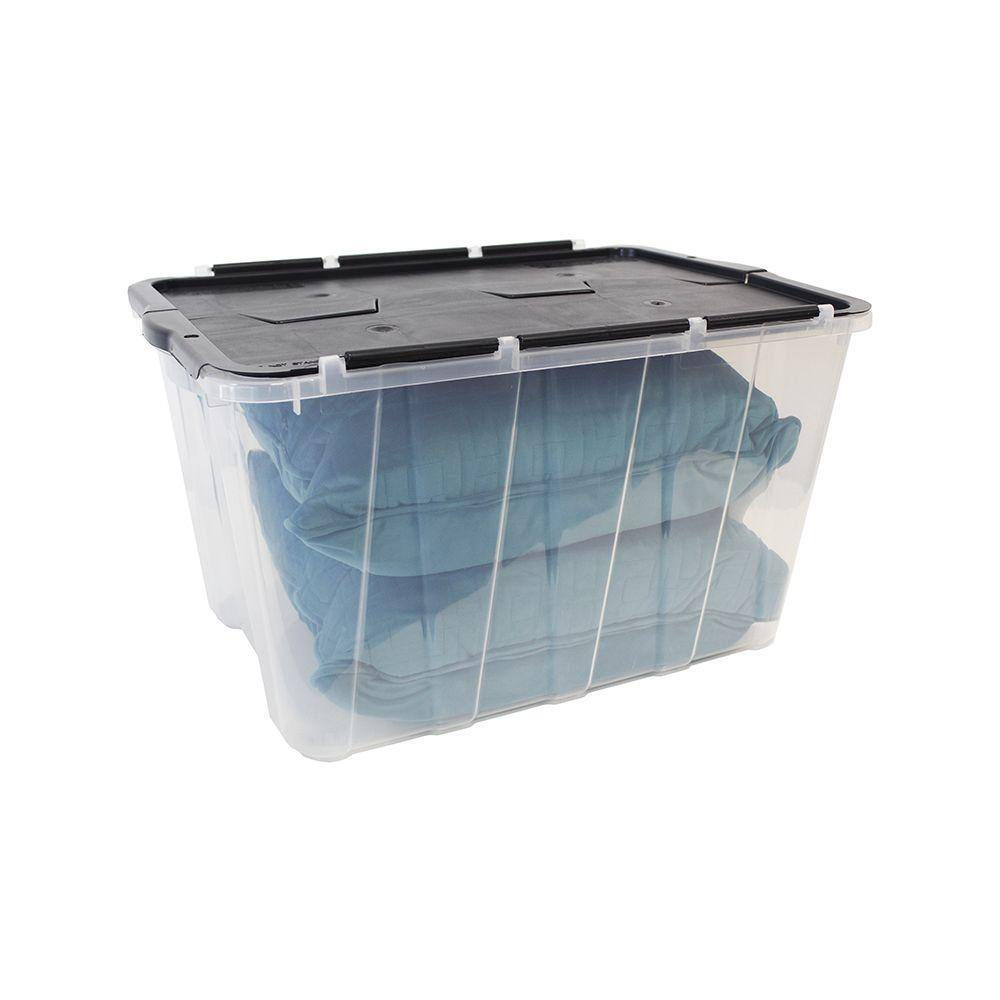 HDX Clear 12 Gal. Flip Top Storage Tote 211512