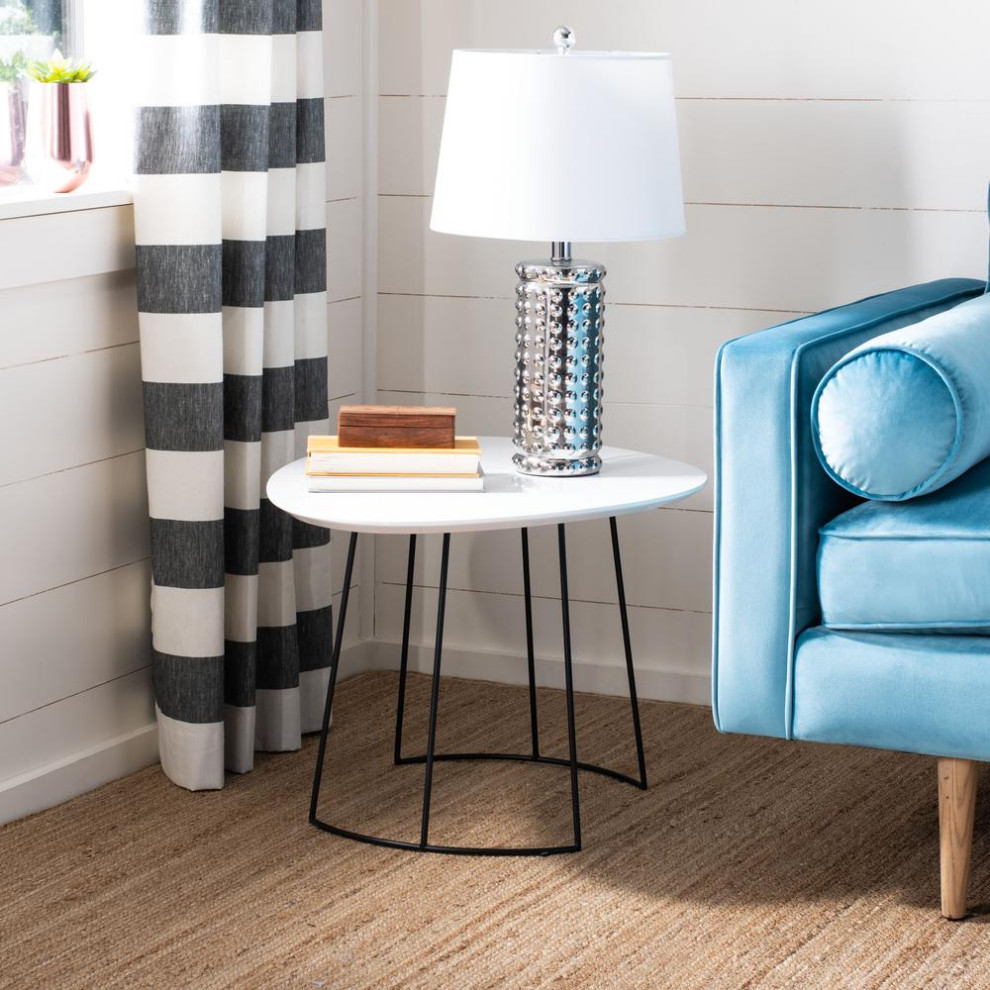 Brooks Side Table  Lacqure White/Black   Transitional   Side Tables And End Tables   by HedgeApple  Houzz