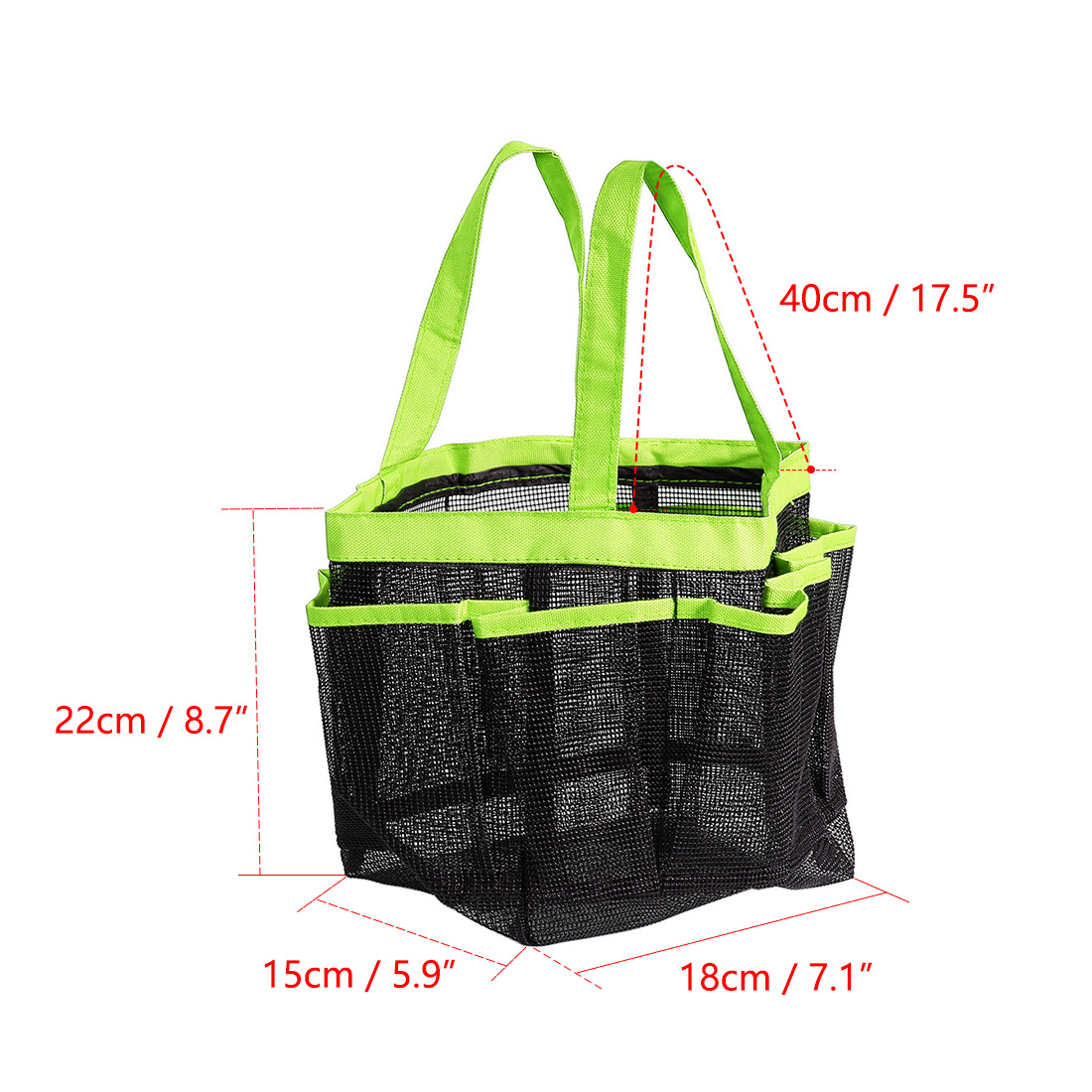 Uxcell Carry Storage Tote Bag Mesh Pouch Quick Dry Hanging Nylon Green 1pcs