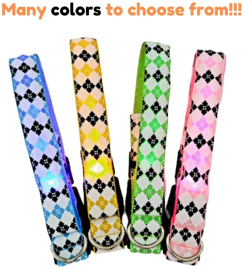 Petsonik Rechargeable LED Plaid Design Dog Collar