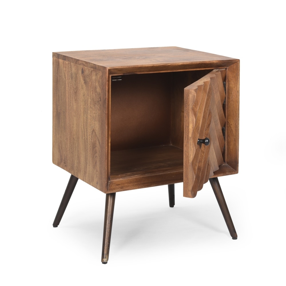 Harrington Mid Century Modern Handcrafted Mango Wood Cabinet by Christopher Knight Home