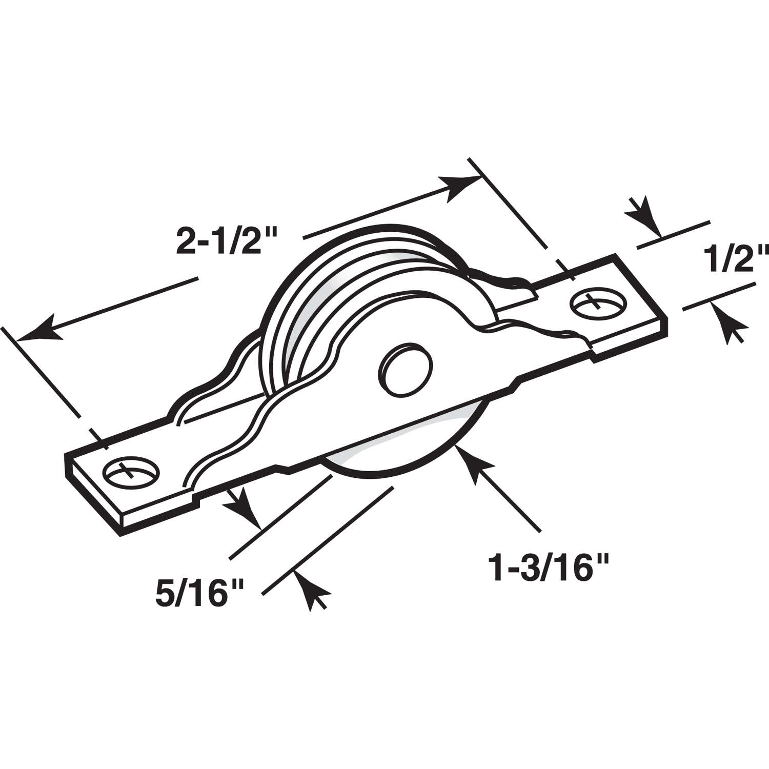 Prime-Line 1-3/16 in. D X 2.94 in. L Mill Steel Roller Assembly 2 pk