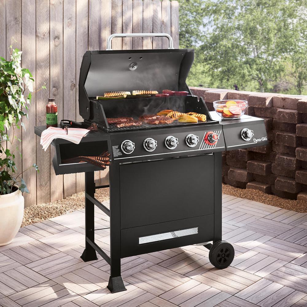 DynaGlo 5Burner Propane Gas Grill in Matte Black with TriVantage Multifunctional Cooking System