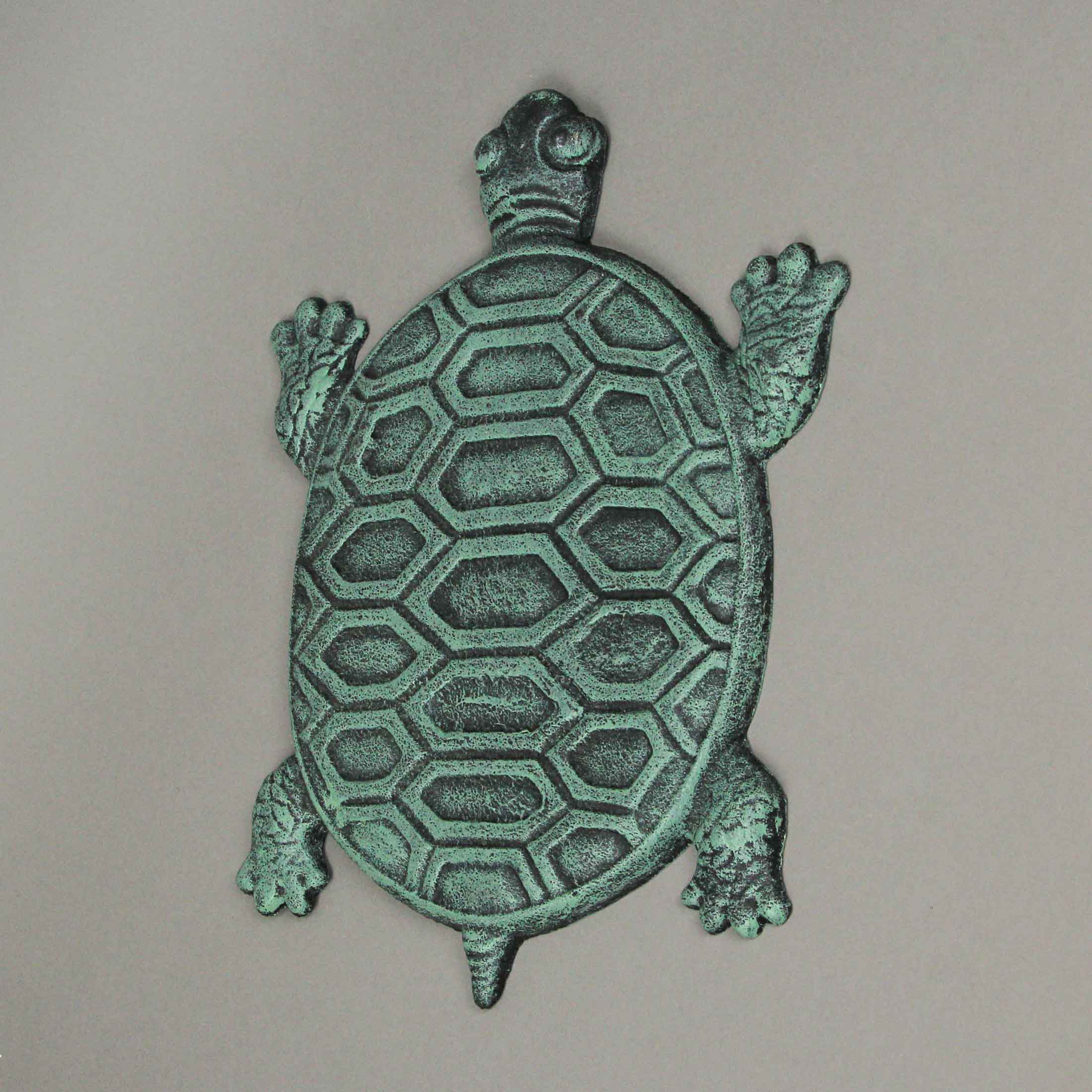 Zeckos Set of 4 Cast Iron Turtle Garden Stepping Stones Step Tiles