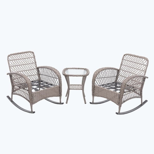 3pcs Outdoor Furniture Modern Wicker rocking chair set - Overstock - 37582713