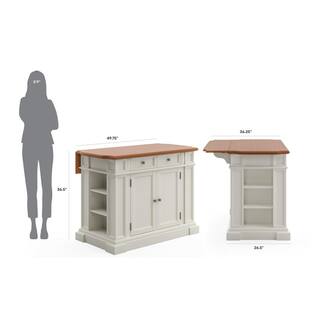 HOMESTYLES Americana White Kitchen Island With Drop Leaf 5002-94