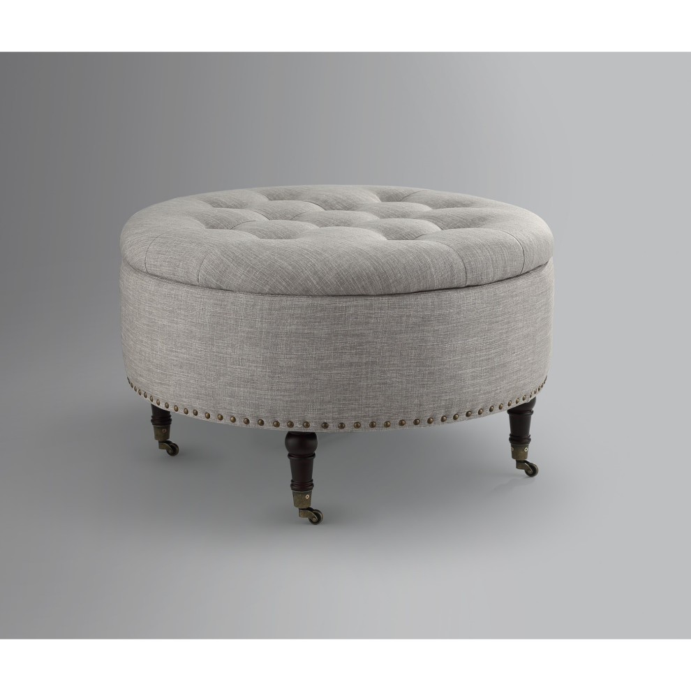 Rustic Manor Albina Ottoman Hidden Storage  Linen   Traditional   Footstools And Ottomans   by Inspired Home  Houzz