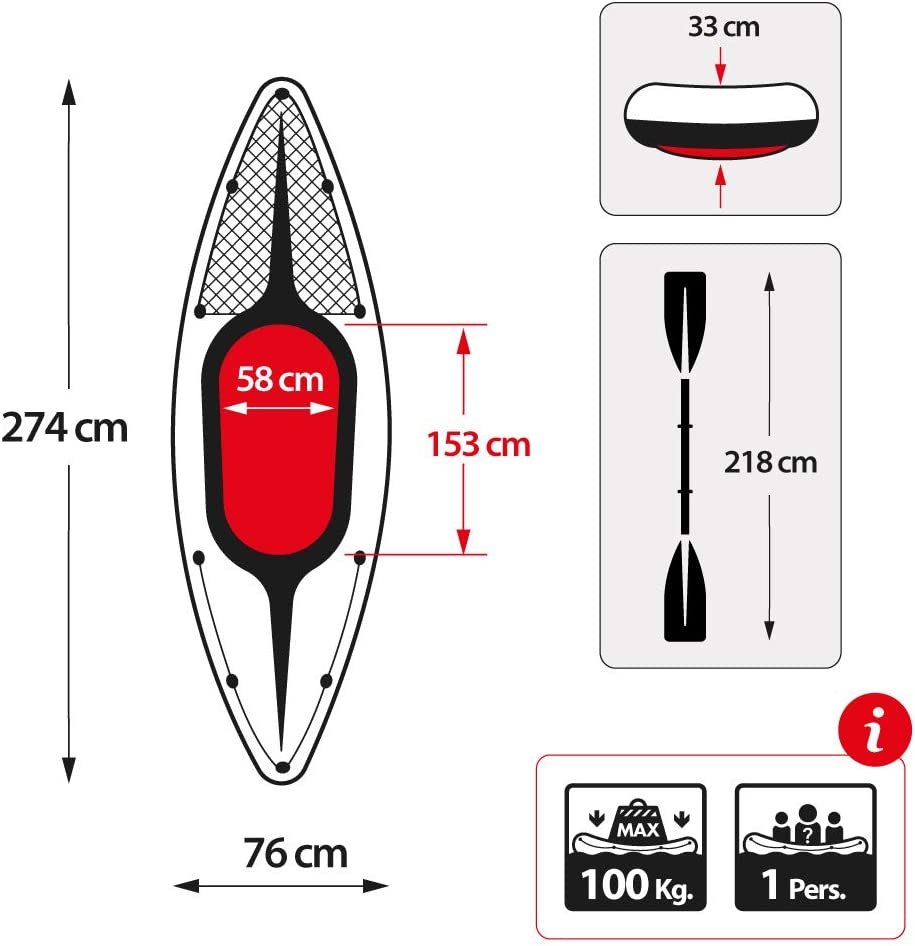 Intex Challenger K1 Kayak， Inflatable Kayak Set with Aluminum Oars and High Output Air-Pump